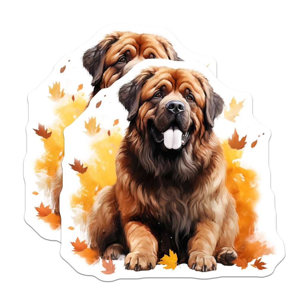 (2 Pack) Leonberger Magnets - Autumn Fall Dog Art - Fridge Locker Decor - 5 Inches On Longest Side - Thick Durable Magnet - Made in USA - MAG24206