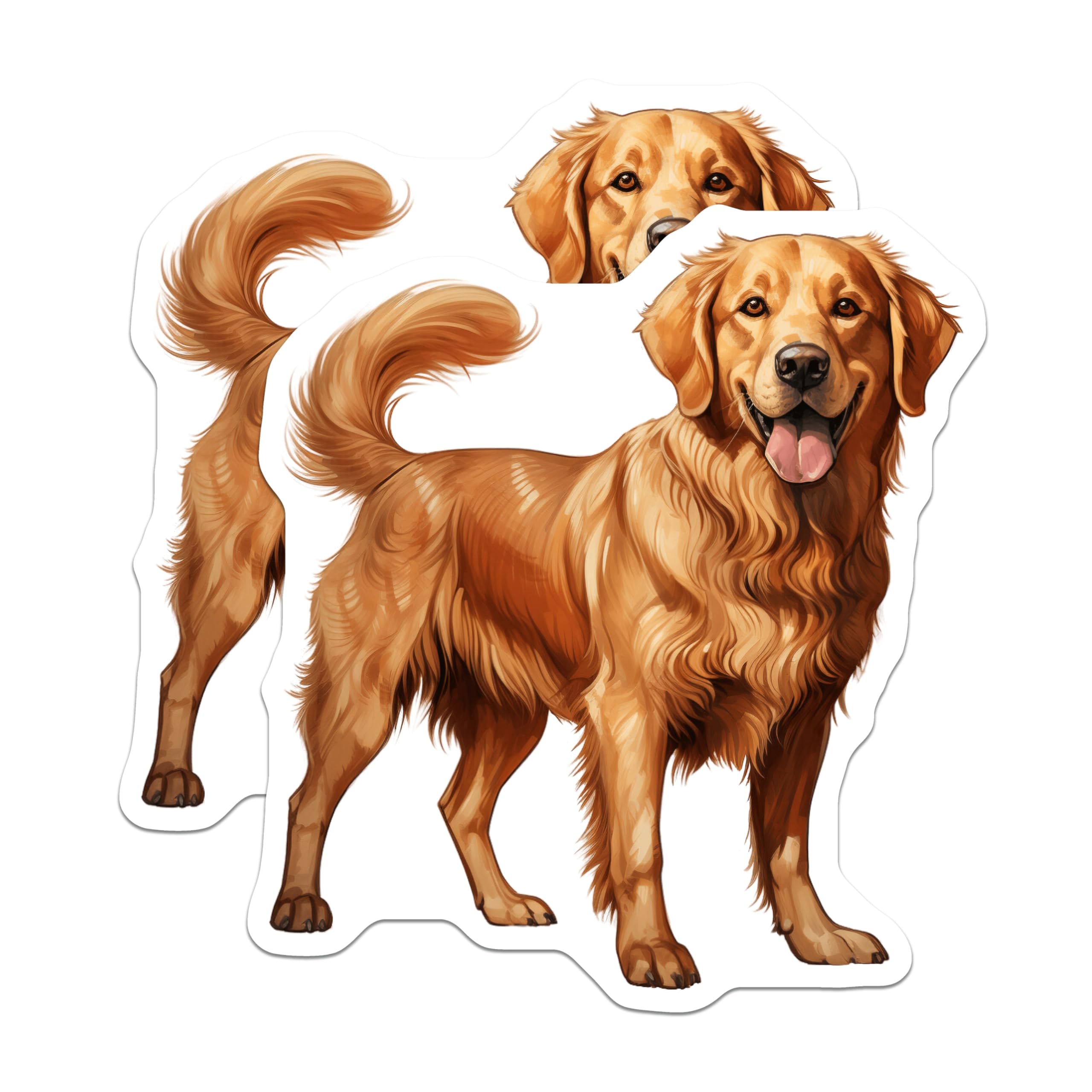 (2 Pack) Golden Retriever Dog Magnets - Smiling Doggie Fridge Decor - Pet Enthusiast Kitchen Accessory - 5 Inches On Longest Side - Thick Durable Magnet - Made in USA - MAG24461