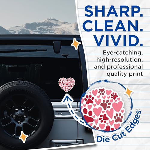(2 Pack) Heart Paw Print Stickers - Pet Lover Stickers - Cute Animal Stickers - 5" On Longest Side - Sticks to Any Smooth Flat Surface - Made in USA - BMCS2896