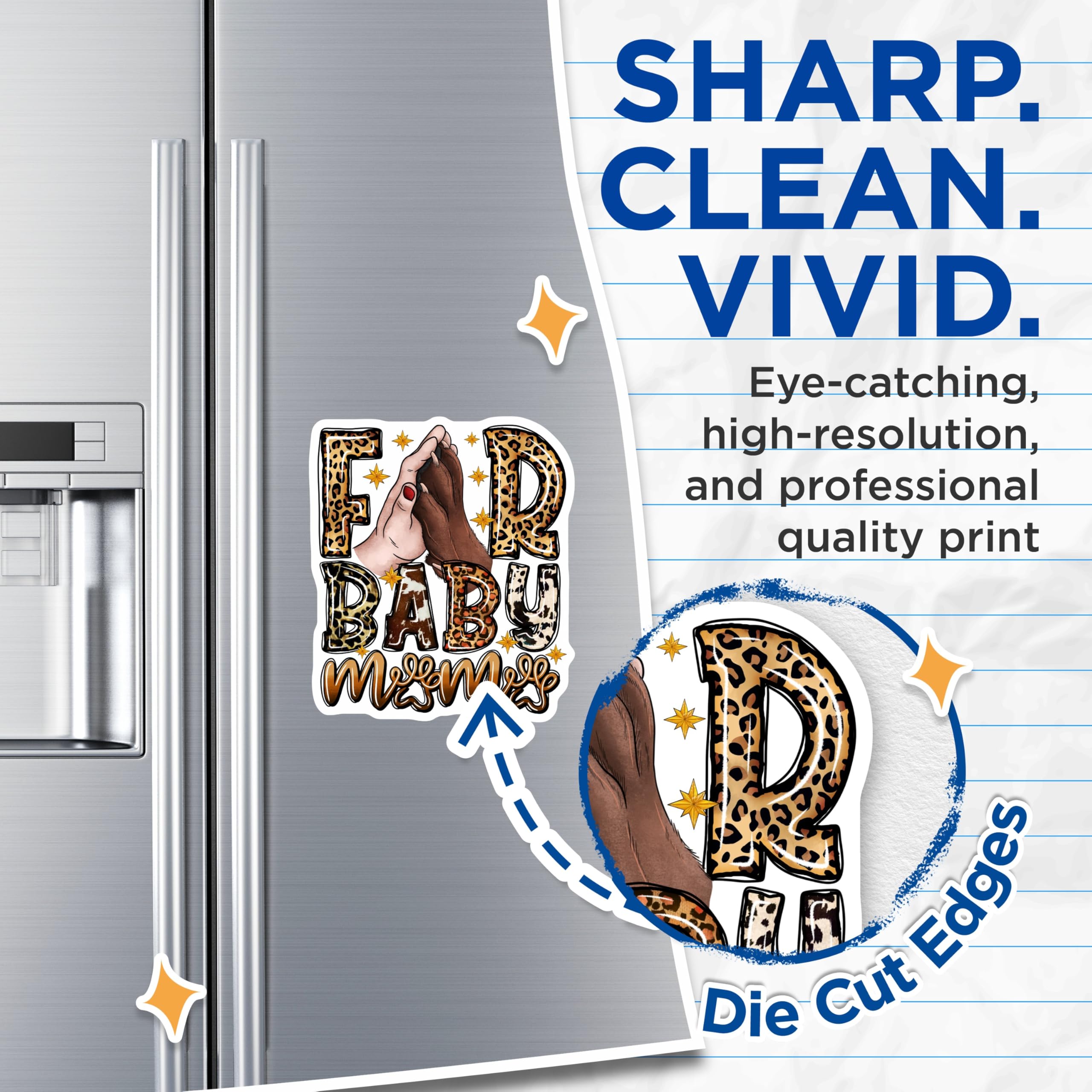 (2 Pack) Fur Baby Mama Magnets - Leopard Print Dog Mom - Pet Owner Refrigerator Display - 5 Inches On Longest Side - Thick Durable Magnet - Made in USA - MAG25953