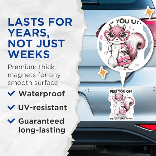 (2 Pack) What I Did to Piss You Off Magnets - Funny Squirrel - Humorous Cartoon Magnet - Sarcastic Animal Magnets - 5" On Longest Side - for Cars, Fridges, Toolboxes - Made in USA - MAG3692
