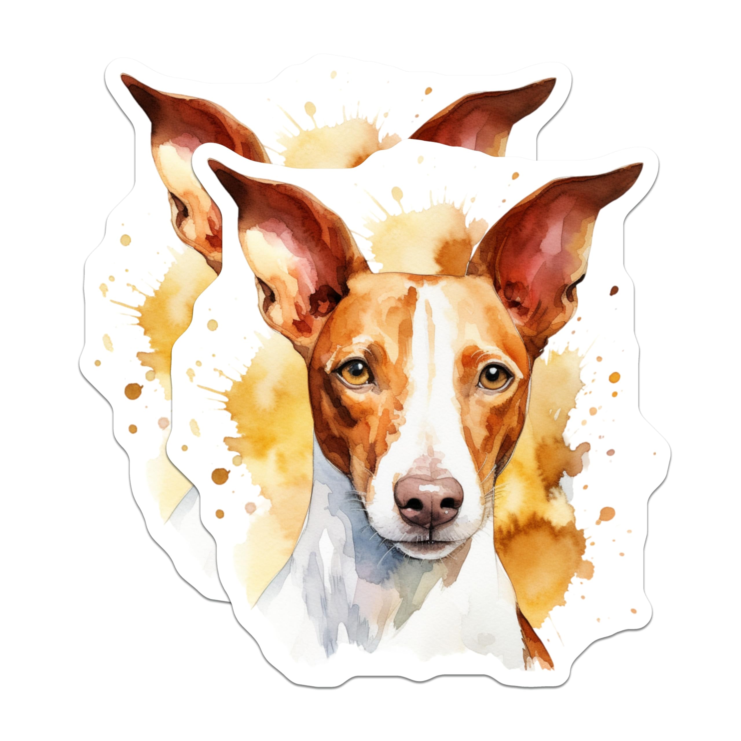 (2 Pack) Podenco Dog Magnets - Watercolor Animal Art - Unique Pet Lover Decor - 5 Inches On Longest Side - Thick Durable Magnet - Made in USA - MAG24611