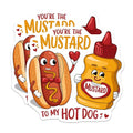 (2 Pack) Funny Hot Dog and Mustard Stickers - Cute Couple Food Stickers - Adorable Humor Stickers - 5" On Longest Side - Sticks to Smooth Flat Surfaces - Made in USA - BMCS5206