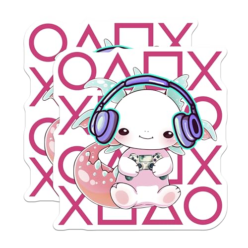 (2 Pack) Cute Axolotl Magnets - Gamer Axolotl - 5" On Longest Side - for Cars, Fridges, Toolboxes - Made in USA - MAG7792
