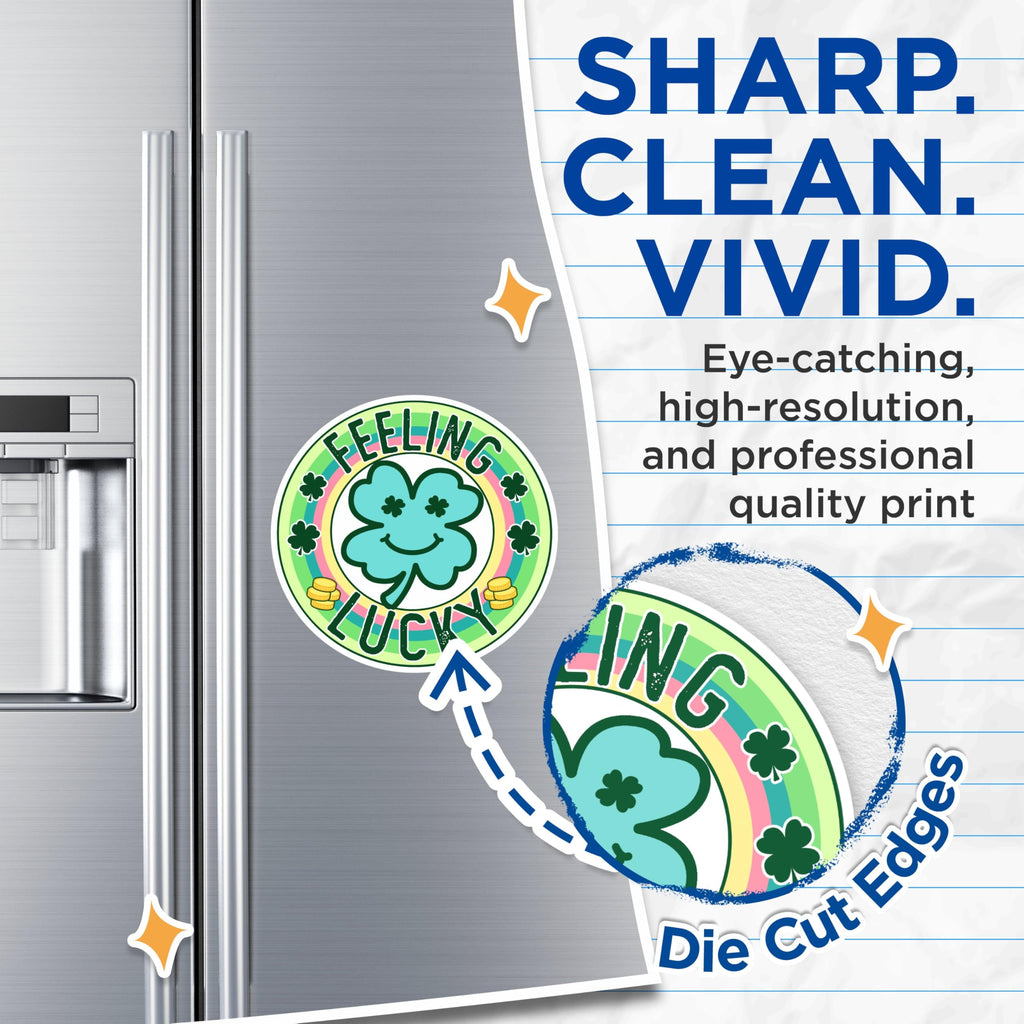 (2 Packs) Feeling Lucky 4 Leaf Clover Magnets - Irish Blessing Lucky Positive Magnets - 5 Inches On Longest Side - Premium Magnet - for Fridges, Toolboxes, Cars - Made in USA - MAG2469