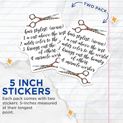 (2 Pack) Hair Stylist Stickers - Funny Definitions - Hairdresser Appreciation - Salon Decor - Hair Stylist Life - 5" On Longest Side - Sticks to Smooth Flat Surfaces - Made in USA - BMCS7578