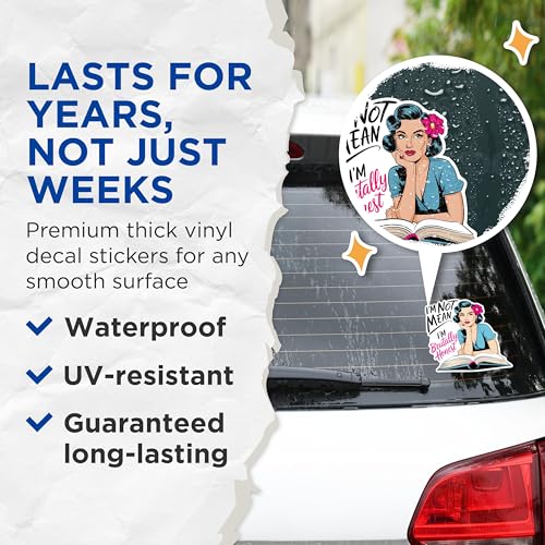 (2 Pack) I'm Not Mean Stickers - Brutally Honest Stickers - Retro Woman Stickers - 5" On Longest Side - Sticks to Any Smooth Flat Surface - Made in USA - BMCS2979