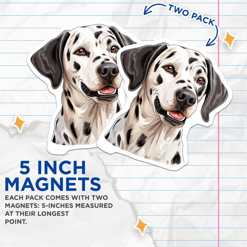 (2 Pack) Dalmatian Dog Magnets - Adorable Pet Owner Decor - Dog Mom Fridge Accent - 5 Inches On Longest Side - Thick Durable Magnet - Made in USA - MAG25124