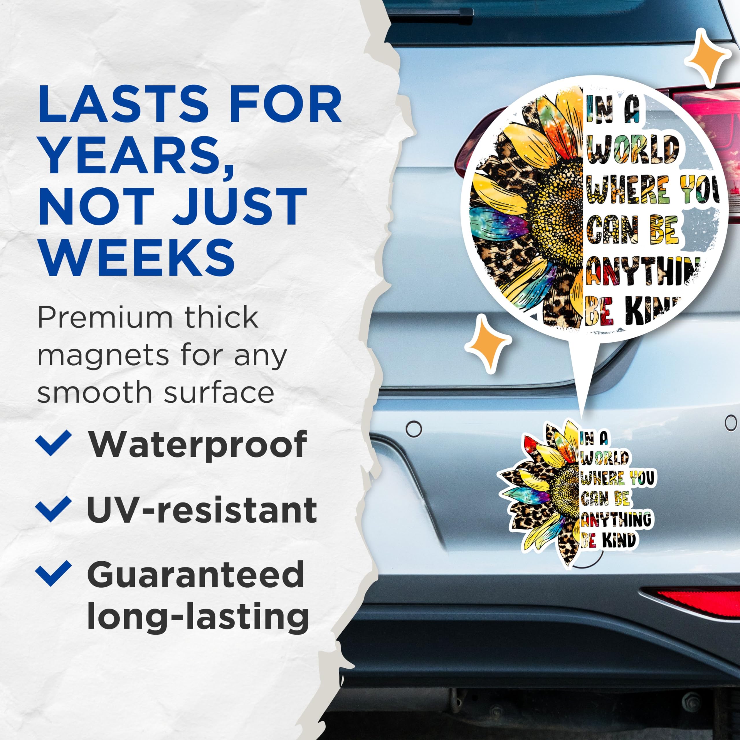 (2 Packs) in A World Where You Can Be Anything Be Kind Magnets - Positive Inspiring Motivating Magnets - 5" On Longest Side - Premium - for Fridges, Toolboxes, Cars - Made in USA - MAG2505