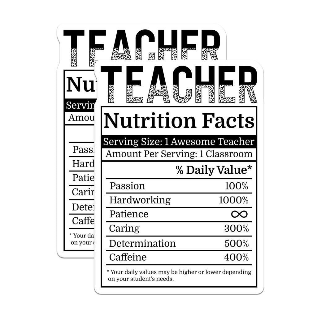 (2 Pack) Teacher Nutrition Facts Magnets - Educator Appreciation - School Decor Magnet - 5" On Longest Side - Premium Magnet - for Cars, Refrigerators, Toolboxes, Lockers - Made in USA - MAG15454