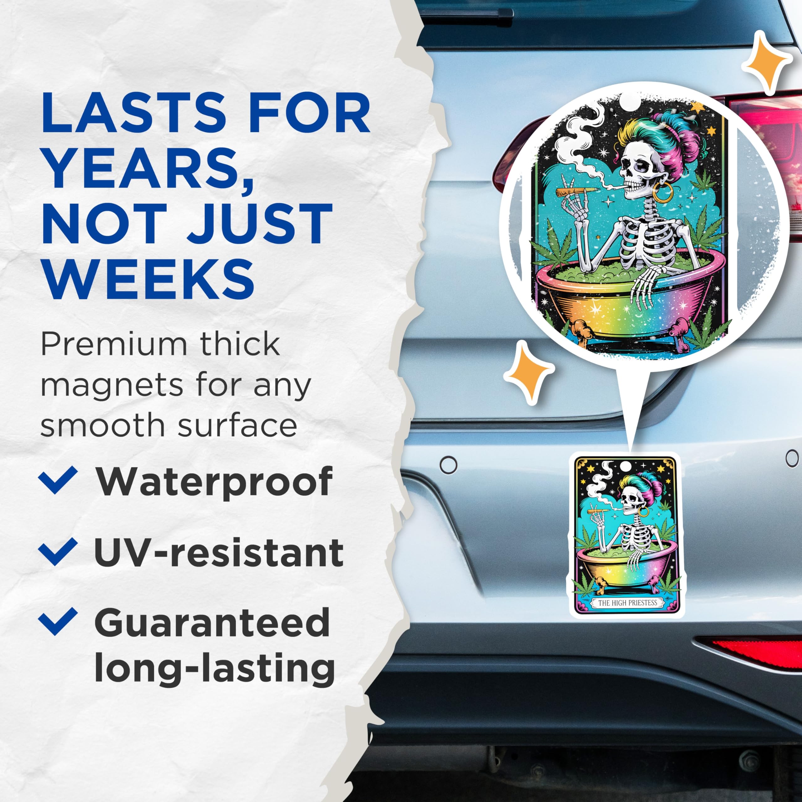 (2 Pack) High Priestess Magnets - Tarot Card Art - Weed Leaf Decor - 5" On Longest Side - Premium Magnet - for Cars, Refrigerators, Toolboxes, Lockers - Made in USA - MAG14707