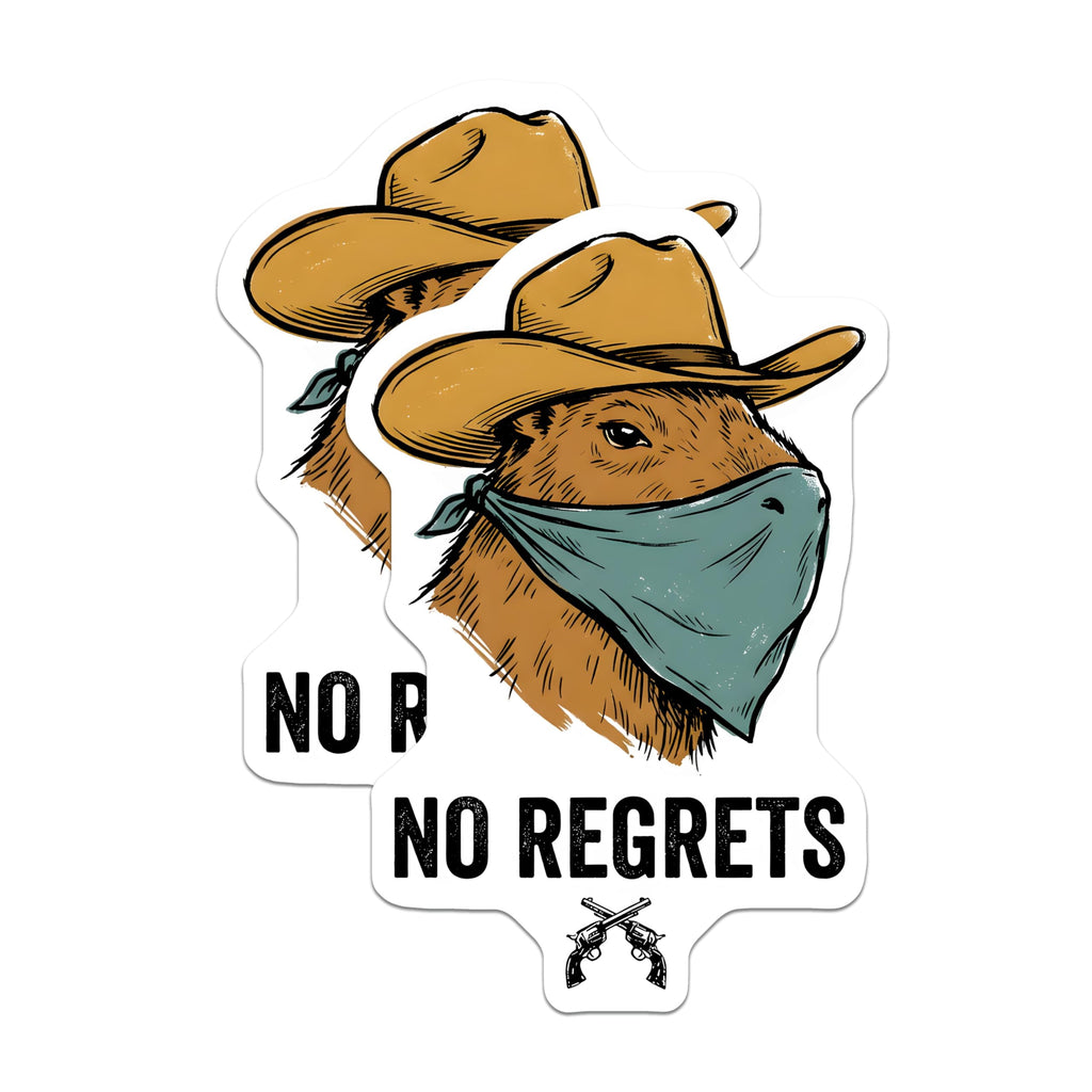 (2 Pack) Capybara Magnets - Cowboy Capybara - No Regrets Art - 5" On Longest Side - Premium Magnet - for Cars, Refrigerators, Toolboxes, Lockers - Made in USA - MAG14533