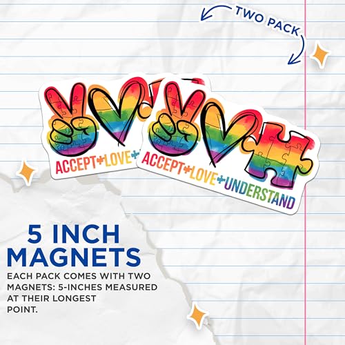 (2 Pack) Autism Awareness Magnet - Pride Ribbon - 5" On Longest Side - Sticks to Smooth Flat Surfaces - Made in USA - MAG10058