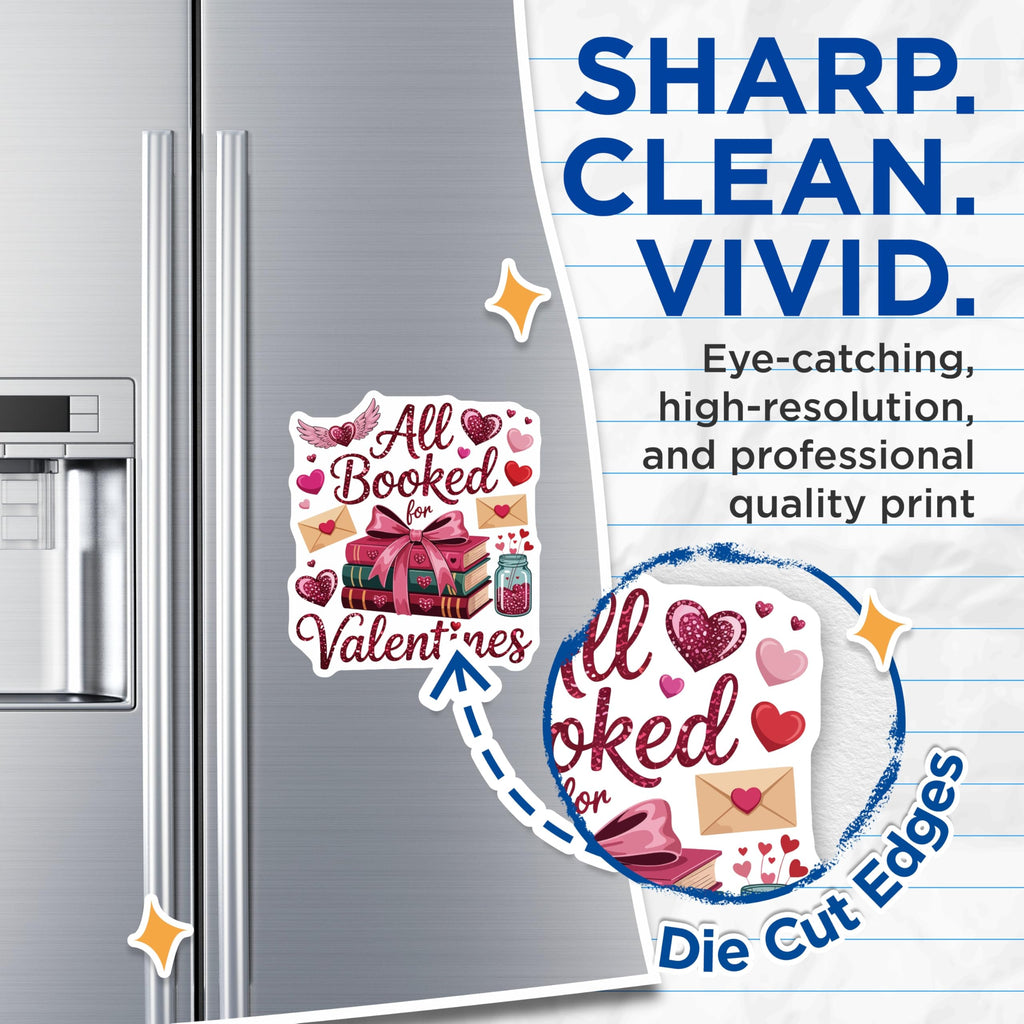 (2 Pack) All Booked for Valentines Magnets - Literary Book Lover Decor - Romantic Heart Refrigerator Magnets - 5 Inches On Longest Side - Thick Durable Magnet - Made in USA - MAG21293