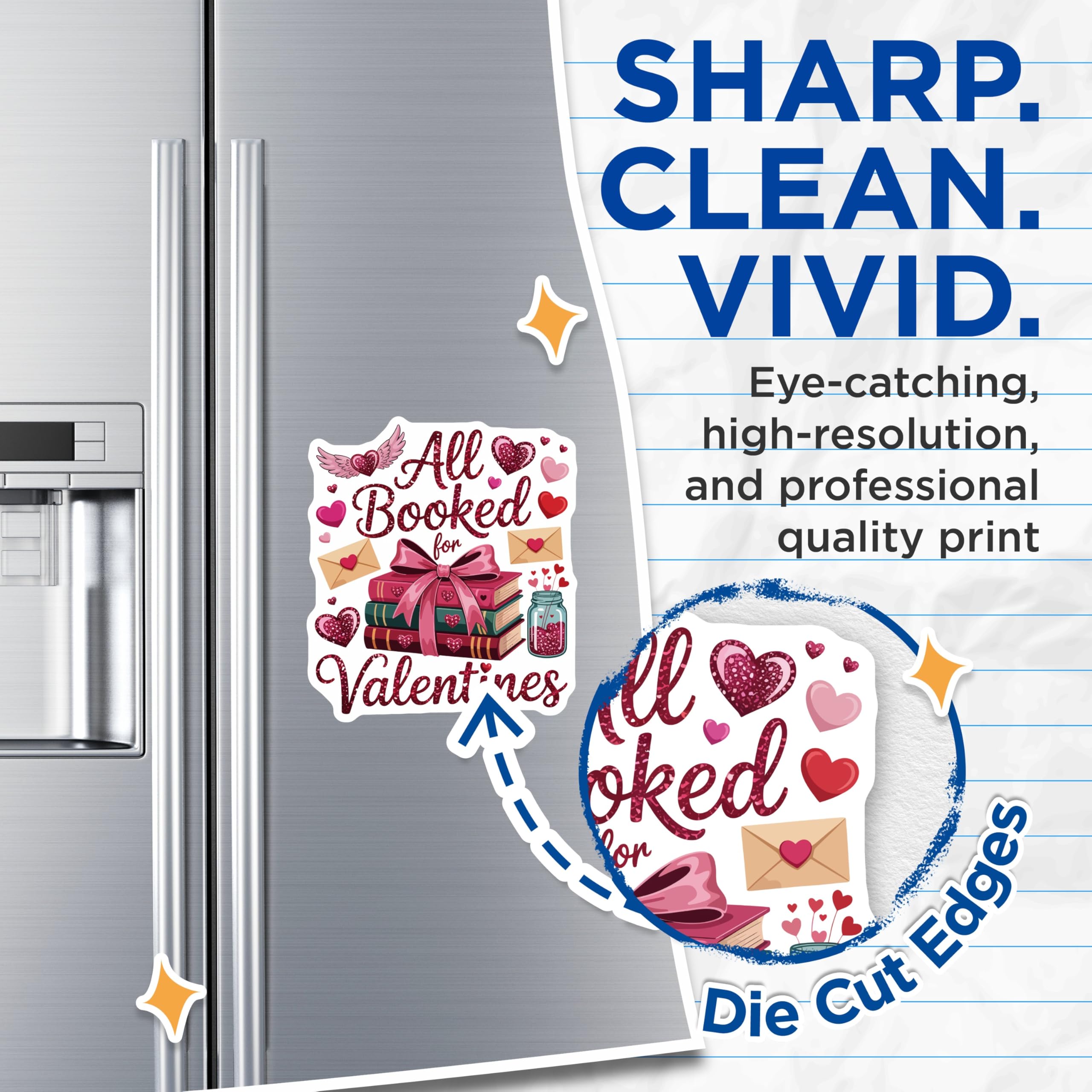 (2 Pack) All Booked for Valentines Magnets - Literary Book Lover Decor - Romantic Heart Refrigerator Magnets - 5 Inches On Longest Side - Thick Durable Magnet - Made in USA - MAG21293