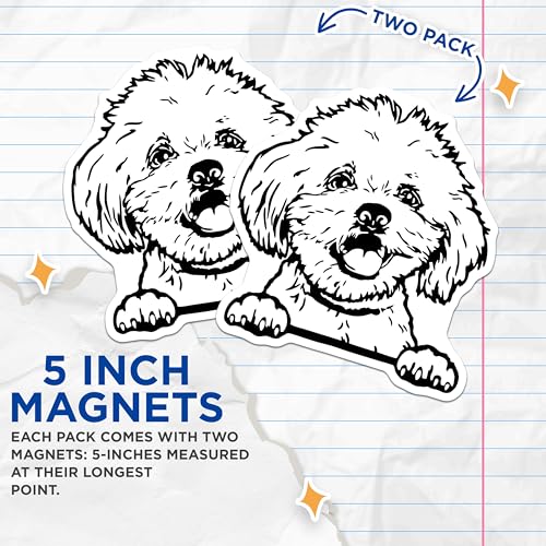 (2 Pack) Cute Puppy Drawing Magnets - Dog Lover - Pet Kitchen ation - 5" On Longest Side - for Cars, Fridges, Toolboxes - Made in USA - MAG4051