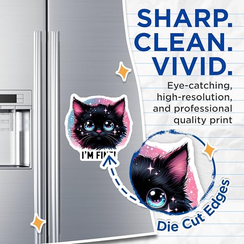 (2 Pack) Cute Cat Magnets - Cat Lover Gifts - Kawaii Cat Art - Ative Fridge Magnets - Cat-Themed Kitchen - 5" On Longest Side - for Cars, Fridges, Toolboxes - Made in USA - MAG4594