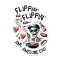 (2 Pack) Flippin' Awesome Dad Stickers - Skeleton BBQ - Grilling Dad for Father's Day - 5" On Longest Side - Sticks to Smooth Flat Surfaces - Made in USA - BMCS7468