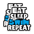 (2 Pack) Eat Sleep Swim Repeat Stickers - 5" On Longest Side - Sticks to Smooth Flat Surfaces - Made in USA - BMCS8724 - BMCS8724