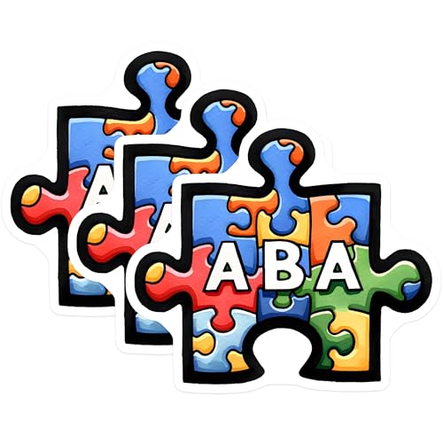 (3 Pack) ABA Therapy Decals - Autism Awareness - Puzzle Piece Decals - 3 Inches On Longest Side - Easy Peel & Apply - Made in USA - 3MCS1945