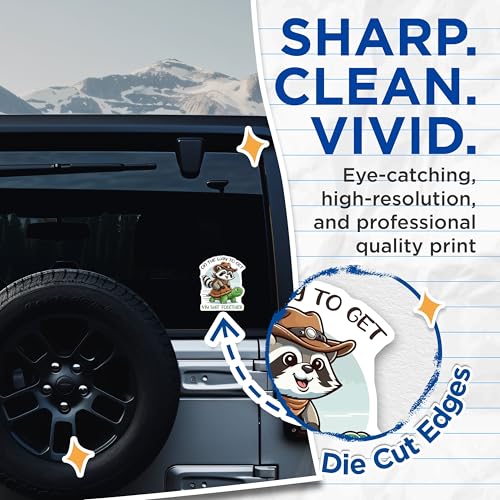 (2 Pack) On The Way to Get My Shit Together Stickers - Cute Raccoon and Turtle - 5" On Longest Side - Sticks to Smooth Flat Surfaces - Made in USA - BMCS6220