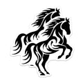 (2 Pack) Tribal Horse Magnets - Rearing Stallion Art - Modern Equestrian Decor - Animal Lover Fridge Locker Magnets - 5 Inches On Longest Side - Thick Durable Magnet - Made in USA - MAG37572