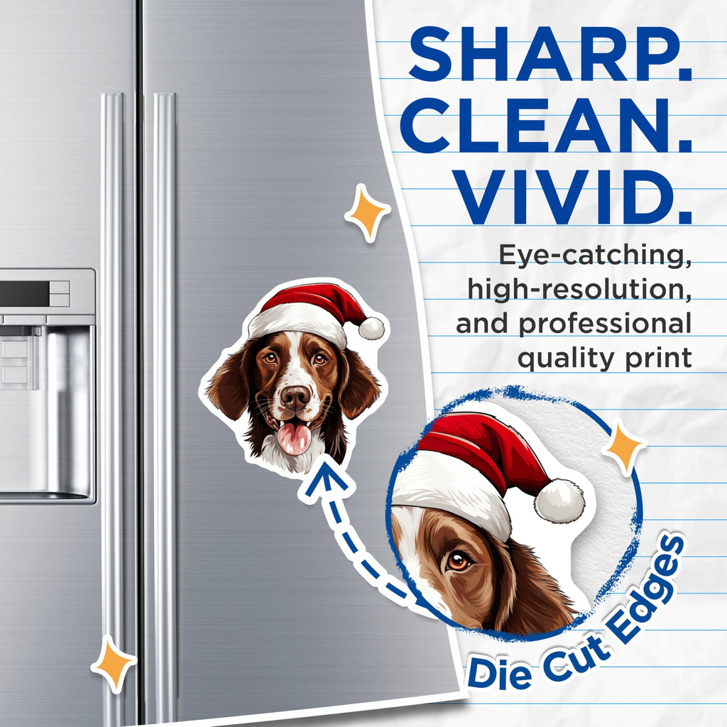 (2 Pack) Christmas Dog Magnets - Santa Hat Pet Decor - Holiday Refrigerator Accent for Pet Lovers - 5 Inches On Longest Side - Thick Durable Magnet - Made in USA - MAG26646