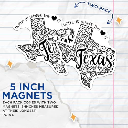 (2 Pack) Texas Home is Where The Heart is Magnets Magnets - State Pride - Inspirational Quote - 5" On Longest Side - Made in USA - Sticks to Refrigerators & Metal Surfaces - MAG9094