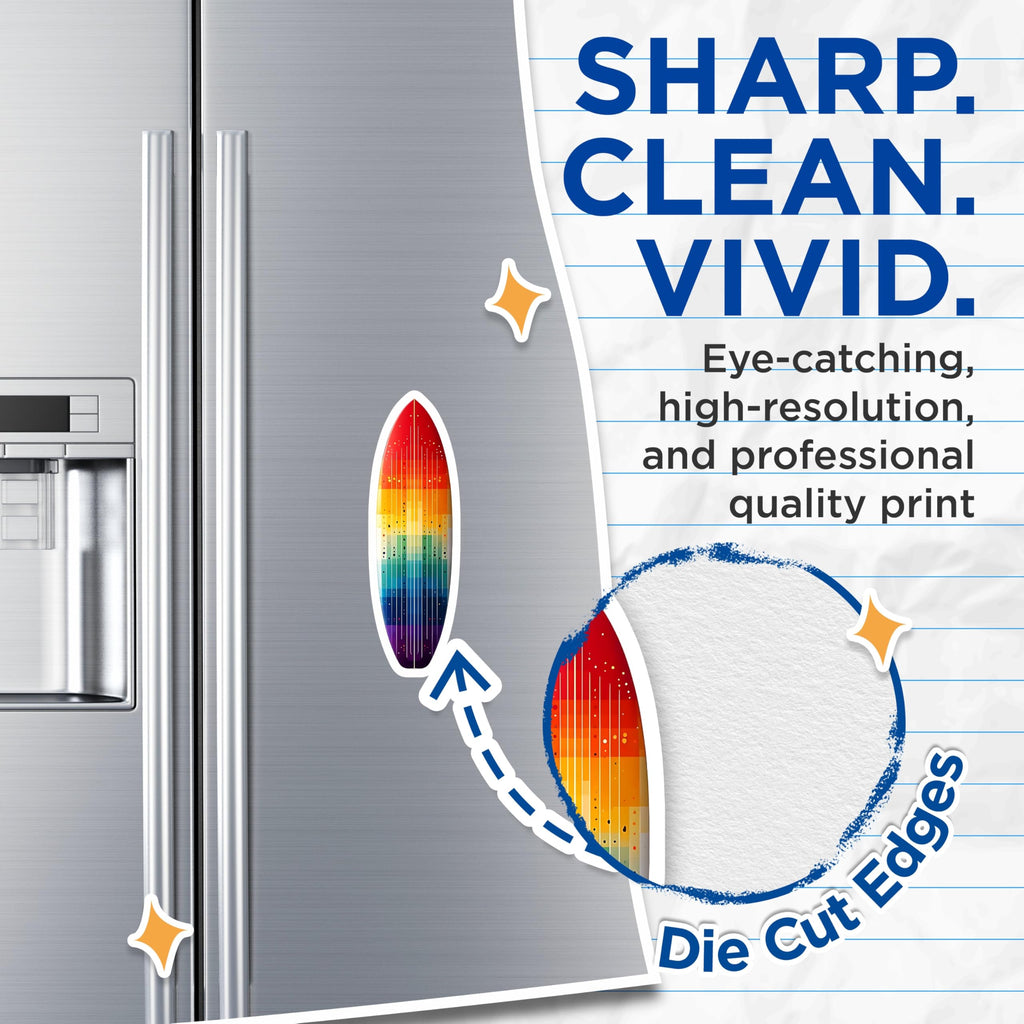 (2 Pack) Surfboard Magnets - Rainbow Surf Board - Colorful Refrigerator Magnets - 5" On Longest Side - Premium Magnet - for Cars, Refrigerators, Toolboxes, Lockers - Made in USA - MAG15032