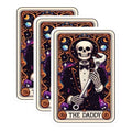 (3 Pack) The Daddy Tarot Card Decals - Skeleton Mechanic - Spooky Dad Laptop Decal - 3 Inches On Longest Side - Easy Peel & Apply - Made in USA - 3MCS4149