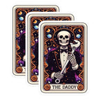 (3 Pack) The Daddy Tarot Card Decals - Skeleton Mechanic - Spooky Dad Laptop Decal - 3 Inches On Longest Side - Easy Peel & Apply - Made in USA - 3MCS4149