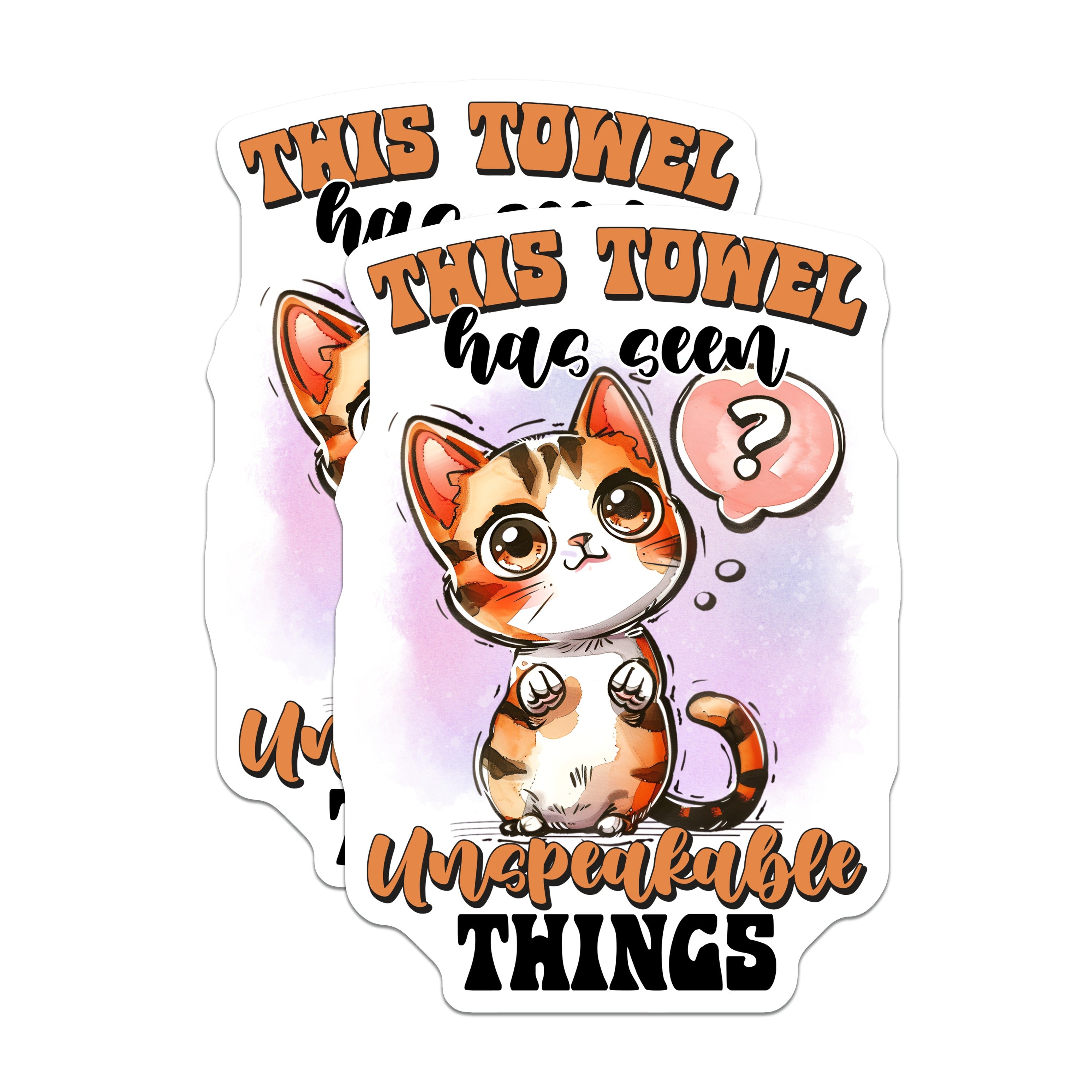 (2 Pack) Funny Cat Magnets - This Towel Has Seen Things Fridge Magnets - Kawaii Kitten Home Decor - Cat Lover Humor Magnet Set - 5" - Durable Magnet - Made in USA - MAG37436