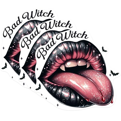 (3 Pack) Bad Witch Lips Decals - Halloween Vampire - Gothic Laptop Decal - 3 Inches On Longest Side - Easy Peel & Apply - Made in USA - 3MCS0865
