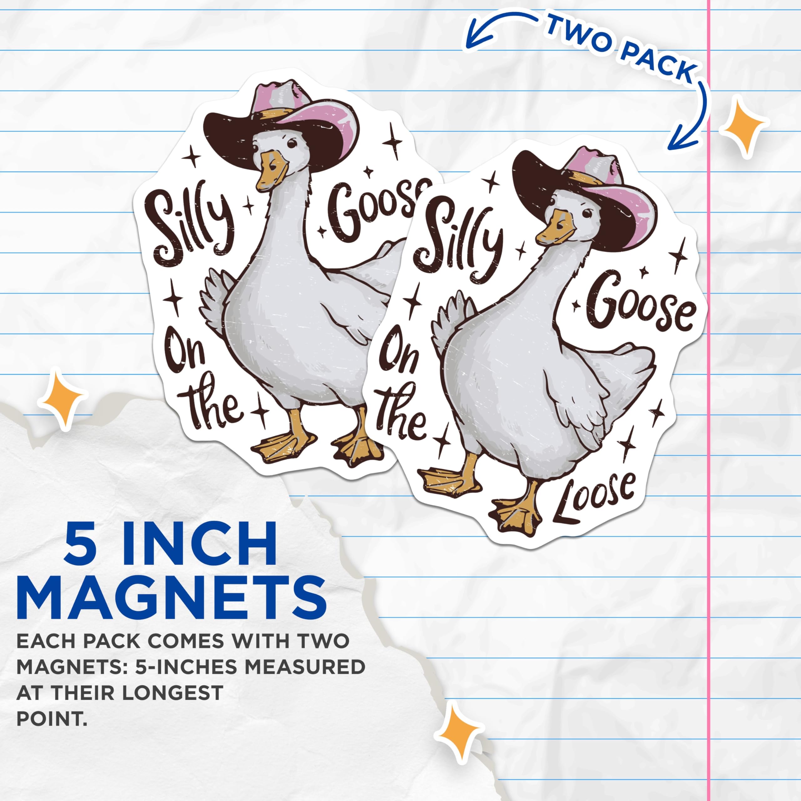 (2 Pack) Silly Goose On The Loose Magnets - Funny Goose - Cute Animal - Country Style Decor - 5" On Longest Side - for Cars, Refrigerators, Toolboxes, Lockers - Made in USA BMCS3419