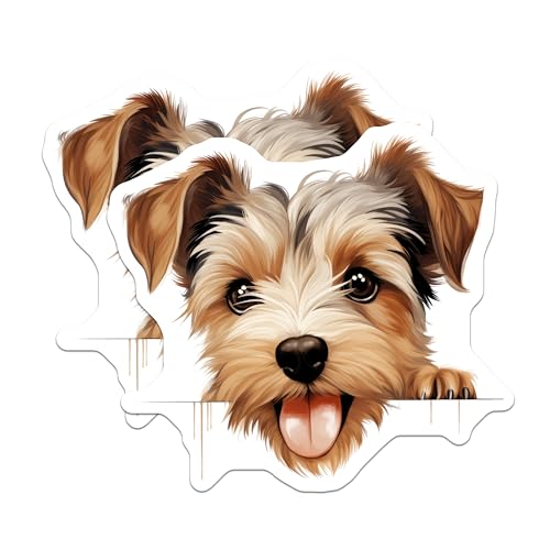 (2 Pack) Cute Puppy Stickers - Adorable Dog Decal - Animal Lover Gift - 5" On Longest Side - Sticks to Smooth Flat Surfaces - Made in USA - BMCS9871