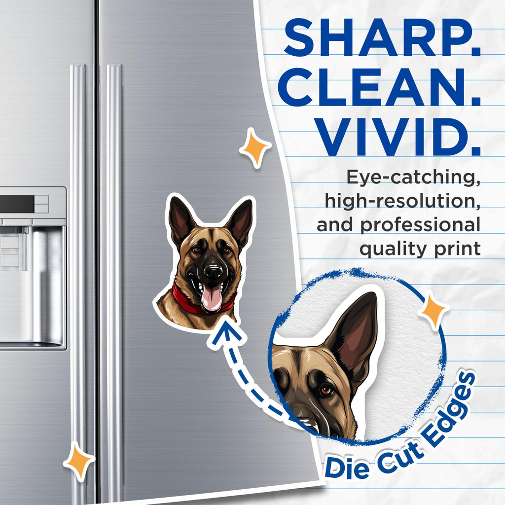 (2 Pack) German Shepherd Magnets - Happy Dog Lover Decor - Dog Mom Dad Kitchen Fridge Accent - K9 Enthusiast - 5 Inches On Longest Side - Thick Durable Magnet - Made in USA - MAG27865
