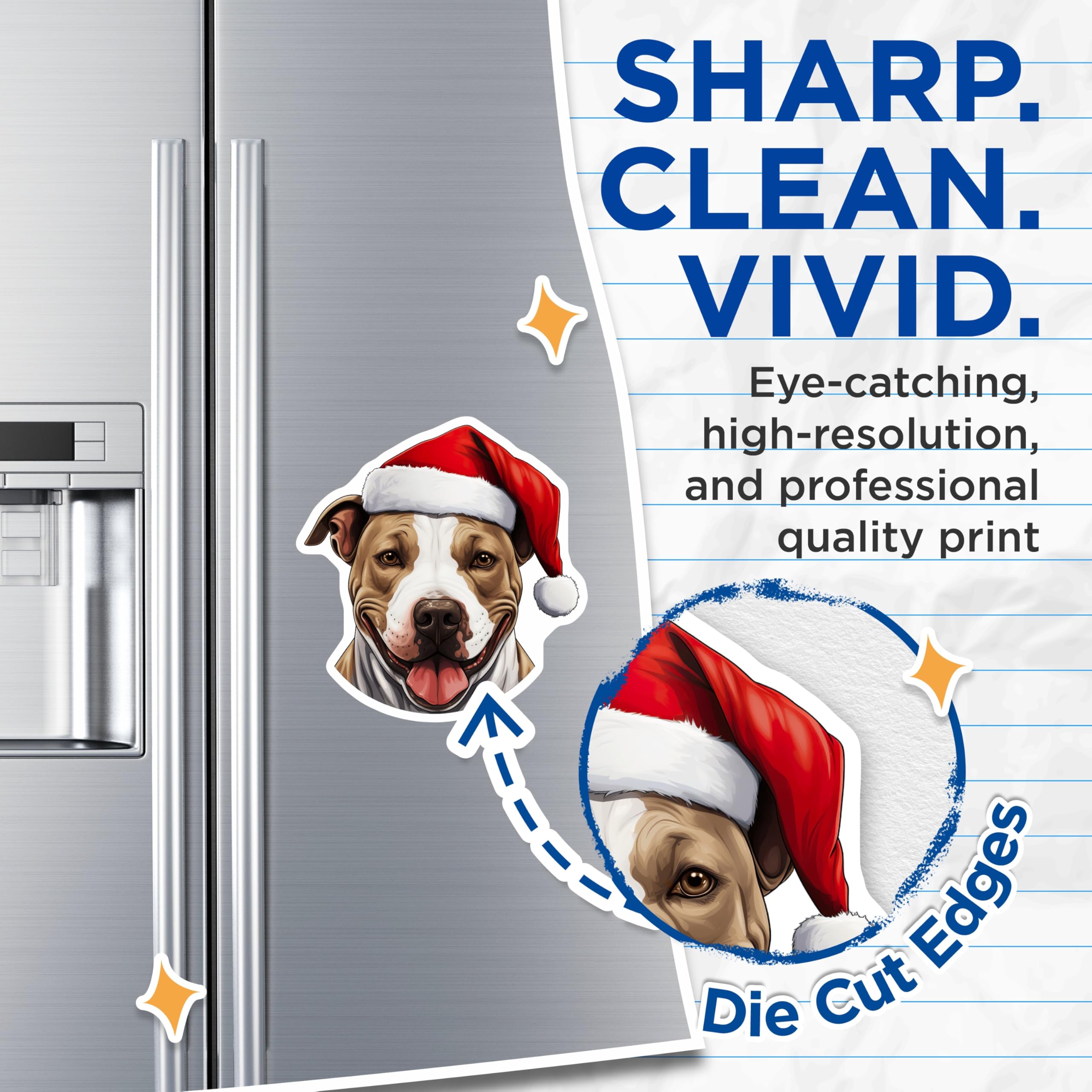 (2 Pack) Pitbull Santa Hat Magnets - Christmas Dog Decor - Festive Pet Refrigerator Accents - 5 Inches On Longest Side - Thick Durable Magnet - Made in USA - MAG28382