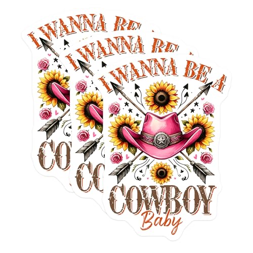 (3 Pack) Cowboy Baby Decals - Western Laptop Stickers - Cowgirl Decal Set - 3 Inches On Longest Side - Easy Peel & Apply - Made in USA - 3MCS1926
