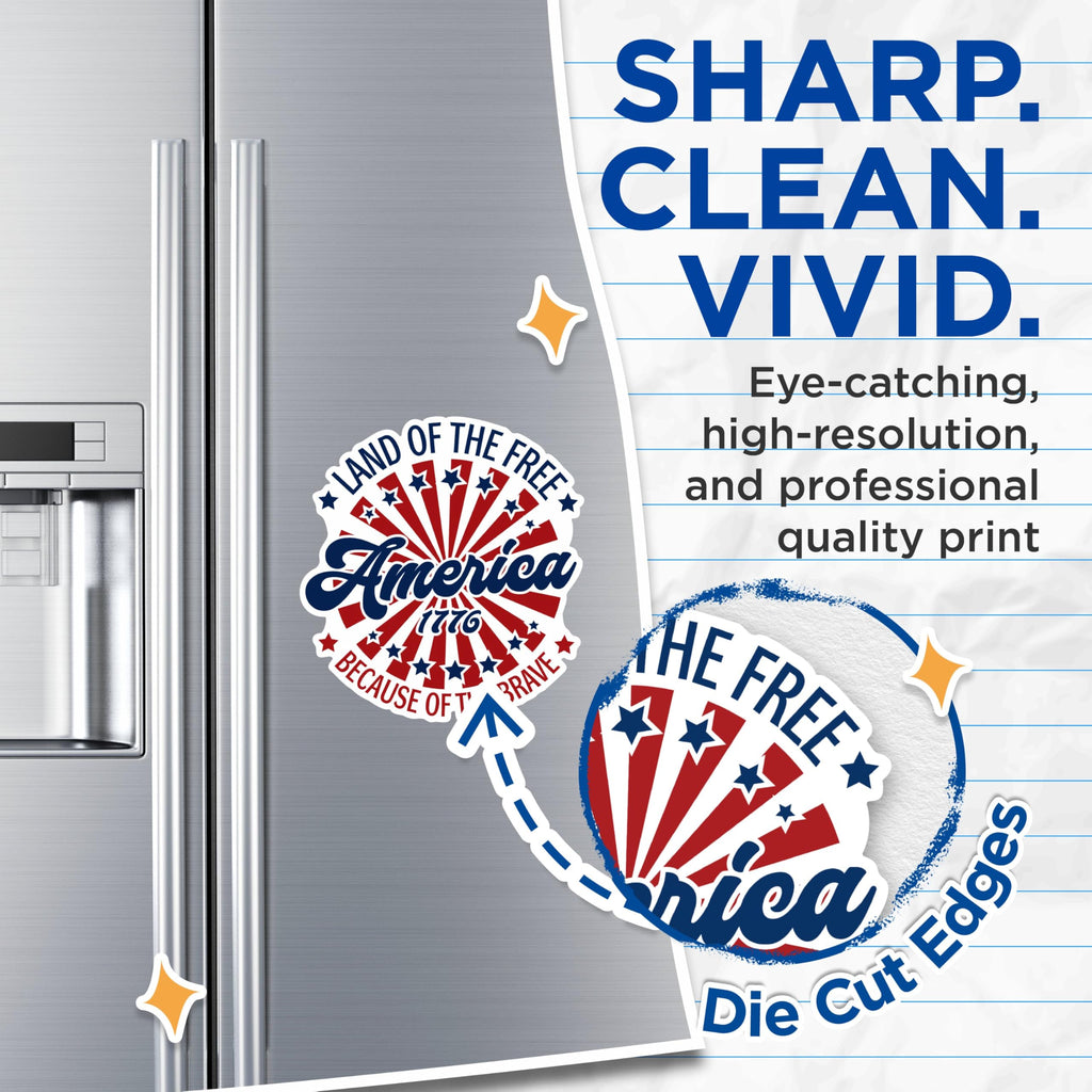 (2 Pack) Land of The Free Magnets - America 1776 Magnets - Patriotic Magnets Because of The Brave- 5" On Longest Side - for Fridges, Toolboxes, Cars - Made in USA - MAG2990