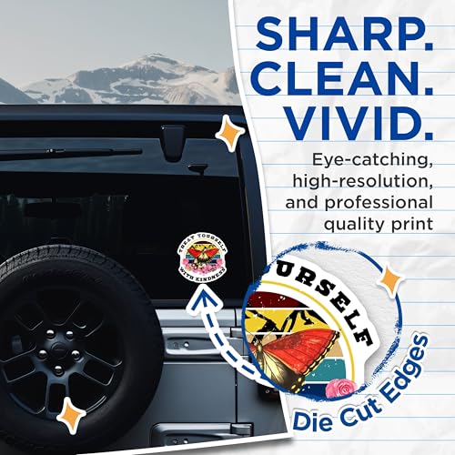 (2 Pack) Treat Yourself with Kindness Stickers - 5" On Longest Side - Sticks to Smooth Flat Surfaces - Made in USA - BMCS5704