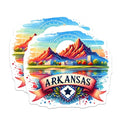 (2 Pack) Arkansas Mountain Scenic Stickers - Travel Decal - State Pride Art - 5" On Longest Side - Sticks to Smooth Flat Surfaces - Made in USA - BMCS6576