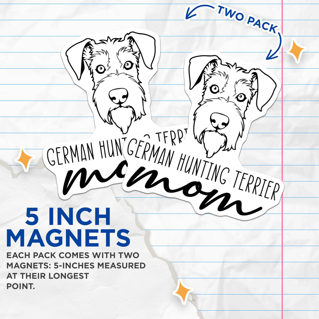 (2 Pack) German Hunting Terrier Mom Magnets - Dog Mom Accessories - Breed Specific Decor for Owners - 5 Inches On Longest Side - Thick Durable Magnet - Made in USA - MAG27065