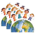 (3 Pack) Kids On World Decals - Earth Day Decals - Children Around Globe Decals - 3 Inches On Longest Side - Easy Peel & Apply - Made in USA - 3MCS7204