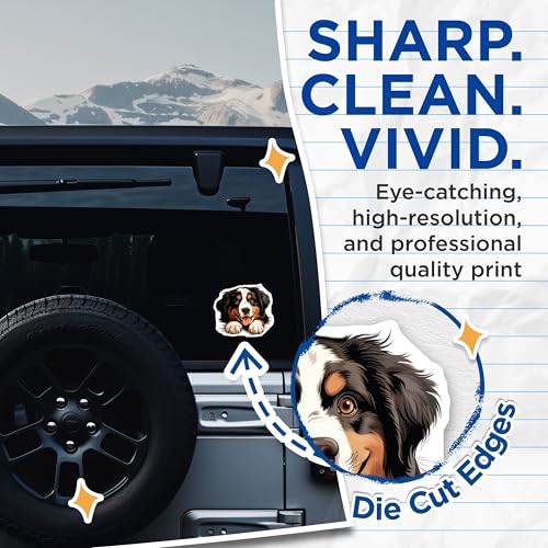 (2 Pack) Happy Dog Stickers - Cute Puppy - Dog Lover Stickers - 5" On Longest Side - Sticks to Smooth Flat Surfaces - Made in USA - BMCS9866
