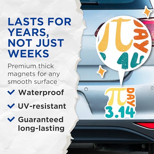 (2 Pack) Pi Day Magnets - Math Lover Decor - Geeky Refrigerator Decoration - 5" On Longest Side - for Cars, Fridges, Toolboxes - Made in USA - MAG8162