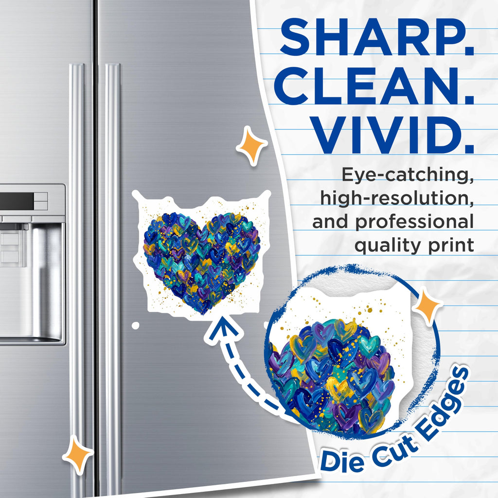 (2 Pack) Abstract Heart Magnets - Colorful Artistic Fridge Decor - Vibrant Mothers Day Idea - 5 Inches On Longest Side - Thick Durable Magnet - Made in USA - MAG30742