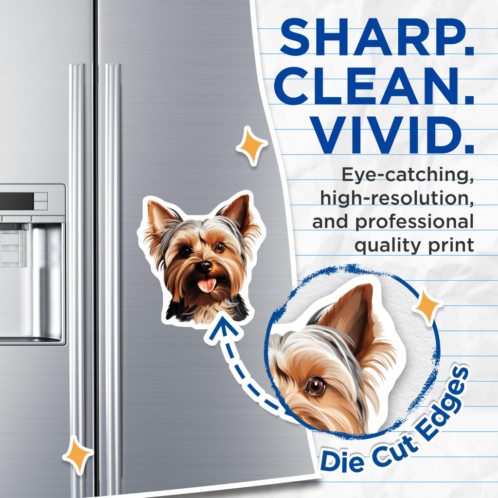 (2 Pack) Yorkshire Terrier Magnets - Yorkie Dog Breed Art - Pet Lover Refrigerator Decor - Dog Mom Accents - 5 Inches On Longest Side - Thick Durable Magnet - Made in USA - MAG28740