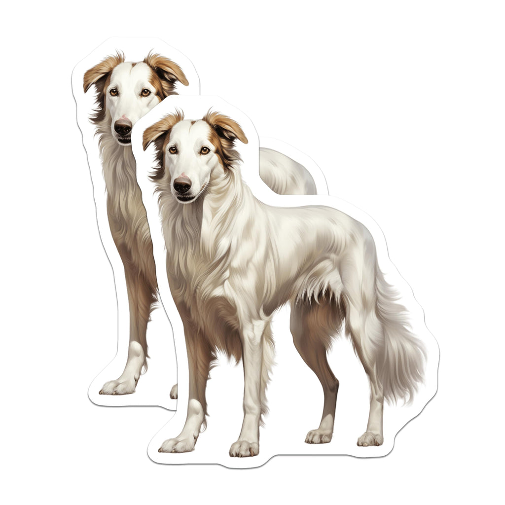(2 Pack) Borzoi Dog Magnets - Regal Sighthound Refrigerator Decor - Pet Owner Kitchen Accessory - 5 Inches On Longest Side - Thick Durable Magnet - Made in USA - MAG30081