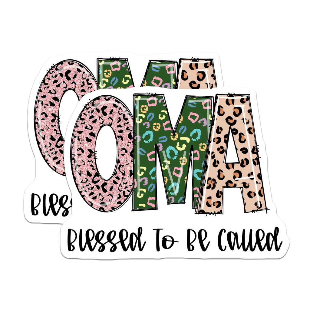 (2 Pack) Oma Magnets - Blessed Oma - Leopard Print Oma - 5" On Longest Side - Premium Magnet - for Cars, Refrigerators, Toolboxes, Lockers - Made in USA - MAG15396
