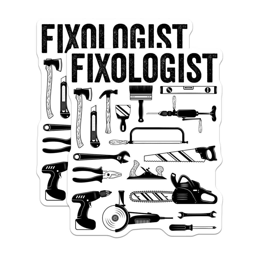 (2 Pack) Fixologist Stickers - Tool Stickers - Handyman Stickers - Work Tool Stickers - DIY Stickers - Mechanic Stickers - 5" On Longest Side - Sticks to Smooth Flat Surfaces - Made in USA - BMCS4882